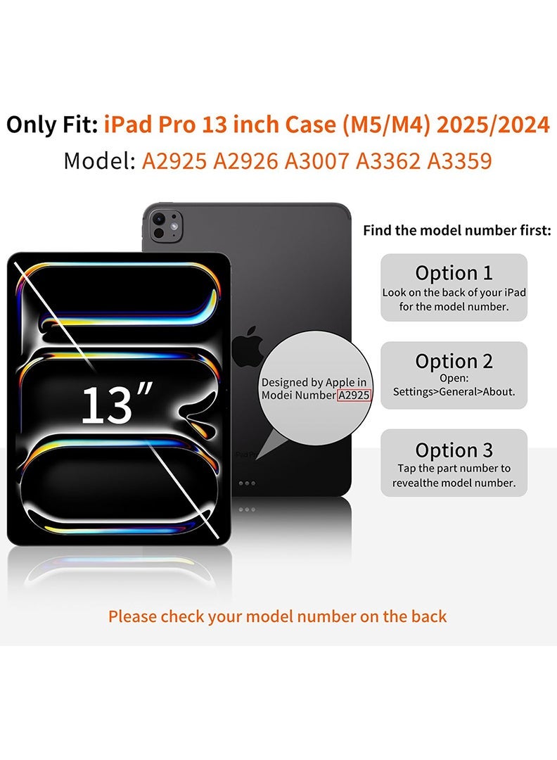 Theodor Case for iPad Pro 13 Inch Case M5 2025/ M4 2024, Smart Cover iPad Pro M5 M4 Case 13 Inch with Pencil Holder [Support Pencil Pro and Pencil (USB-C)] Support Touch ID and Auto Wake/Sleep Cover for iPad Pro 13 Inch- Black - Image 2